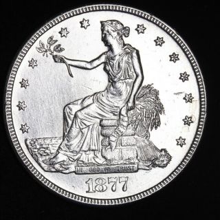 1877 - S Trade Dollar Choice Au,  /unc E353 Acpm