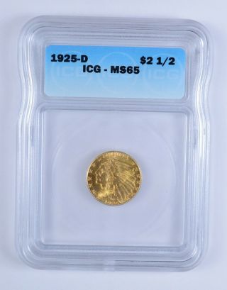Ms65 1925 - D $2.  50 Indian Head Gold Quarter Eagle - Icg Graded 3135