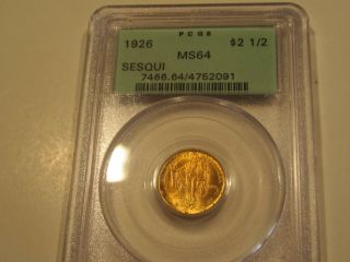Brilliant 1926 Sesqui 2 1/2 Dollar Gold Comm Pcgs Ms64 In (ogh)