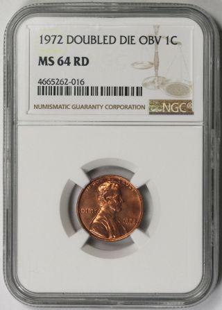 1972 Doubled Die Obverse Lincoln Memorial Penny 1c Ms 64 Rd Red Ngc Ddo