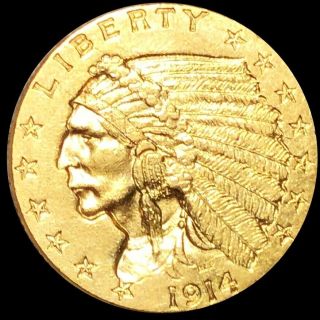 1914 $2.  50 " Quarter Eagle " Appears Uncirculated Philly Ms Bu Lustrous Gold Nr