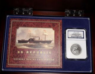 1861 - O Seated Liberty Half Dollar Ngc: Ss Republic Shipwreck W/ Box & Dvd & Book