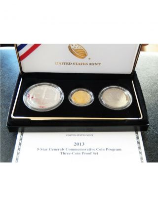 2013 5 - Star Generals Commemorative Gold $5,  Silver $1,  50 Cent 3 - Coin Proof Set