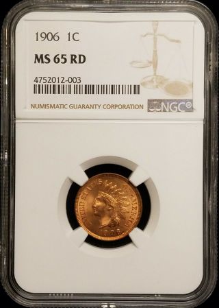 1906 Indian Head Penny Cent 1c Ngc Ms65 Rd Red