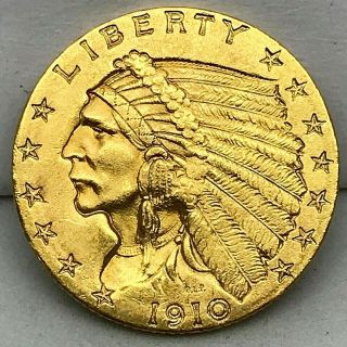 1910 - P U.  S.  $2.  5 Dollar Indian Head Gold Coin - Choice Ms/unc.  2.
