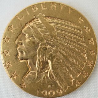 1909 Half Eagle $5 Five Dollar Gold Indian Head