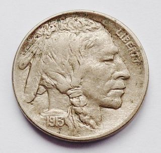 Key Date 1913 - S Type 2 U.  S.  Buffalo Nickel Extra Fine Plus