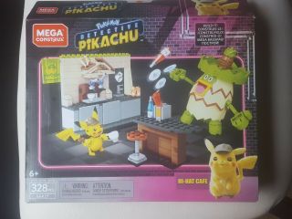 Mega Construx Pokemon Detective Pikachu Hi - Hat Café.  - Open Box.