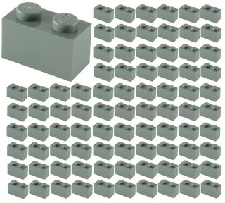 ☀️100x Lego 1x2 Dark Bluish Gray Bricks (id 3004) Bulk Parts City Building