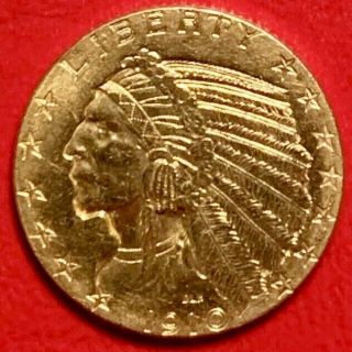1910 Five Dollar Gold Indian Bu