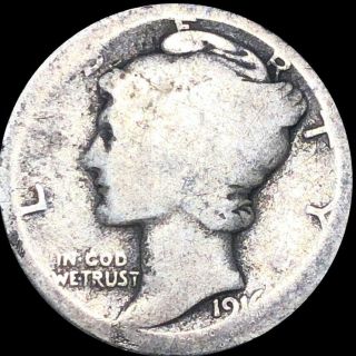 1916 - D Mercury Silver Dime Nicely Circulated High End Denver Collectible Coin