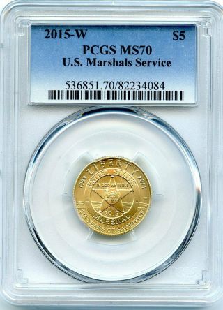 C11949 - 2015 - W Gold $5 U.  S.  Marshals Service Pcgs Ms70 Complete With Box/ogp