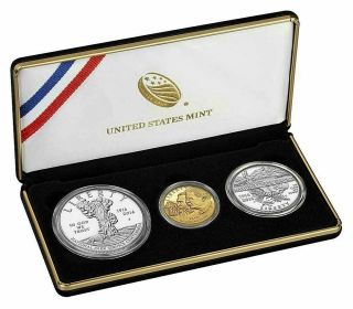 2016 3 - pc 100th Anniv National Park Gold & Silver PROOF coin w orig box cert AC 2
