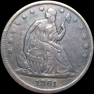 1861 - O Seated Half Dollar Lightly Circulated Orleans Liberty Silver No Res