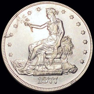 1877 - S Silver Trade Dollar Appears Uncirculated San Francisco Ms Bu $1 Coin Nr