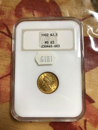 1902 Liberty Head Gold Coin $2.  5 Ms63 Ngc