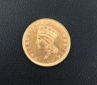 1857 $1 Princess Head One Dollar Gold Coin,  Type 3 Large Head