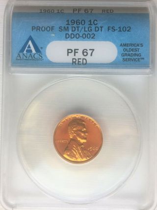 1960 Proof 1c Small / Large Date Fs - 102 Coneca Ddo - 002 Anacs Pf - 67 Red