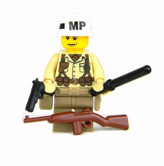 Us Army Ww2 Military Police " Mp " Soldier (sku72) Made With Real Lego® Minifigure