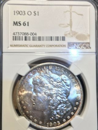 1903 O Morgan Silver $1 Ngc Ms61 Light Toning