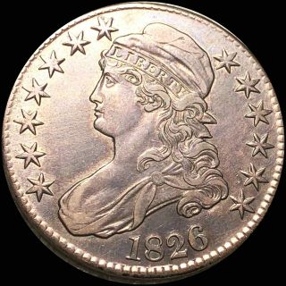 1826 Capped Bust Half Dollar Nearly Uncirculated Philadelphia High End Au Silver