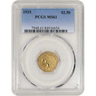 Us Gold $2.  50 Indian Head Quarter Eagle - Pcgs Ms61 - Random Date