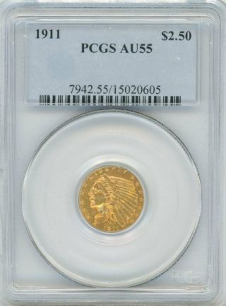 1911 Indian Head Gold $2.  50,  Au 55 - Pcgs