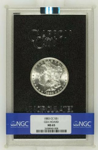 1883 Cc Morgan Silver Dollar Ngc Ms 65 Gsa - White Coin -