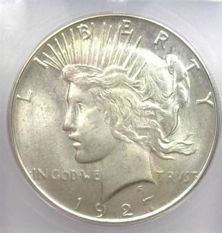 1927 - S Peace Silver Dollar Icg Ms64 Valued At $750 Better Date