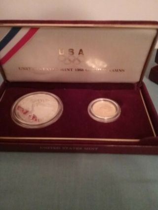 1988 United States Olympics 2 Coin Proof Set $5 Gold $1 Silver Coin