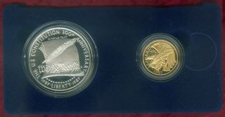 1987 United States Constitution Two Coin Proof Set With $5.  00 Gold & S.  D.