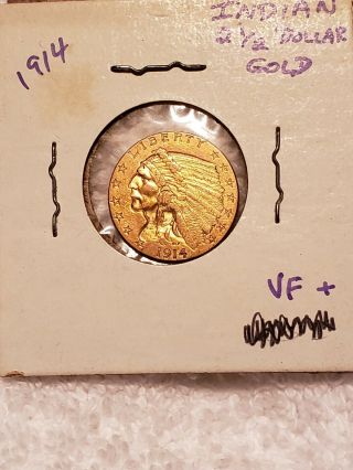 1914 Indian Head 2.  5 Gold Dollar Coin