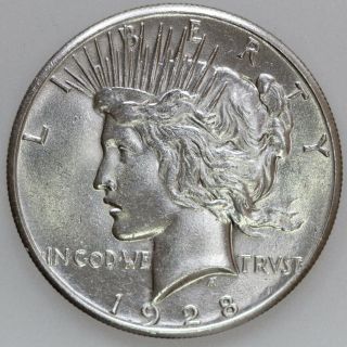 1928 - P $1 Peace Silver Dollar Ch/gem Bu