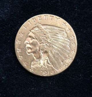 1914 $2.  50 Quarter Eagle Indian Head Gold Coin