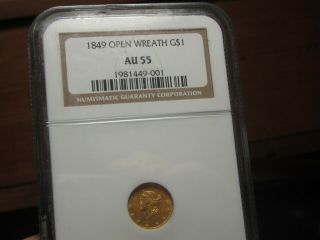 Gold - Liberty Head 1849 Ngc Au - 55 A 170 Year Old Gold Coin $1.  00
