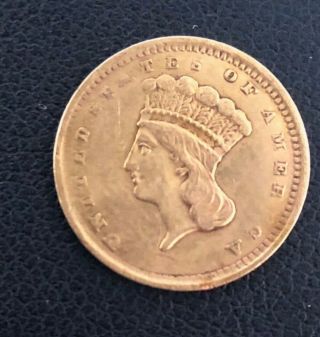 1856 $1 Liberty Head One Dollar Gold Coin,  Type 3,  Slanted 5