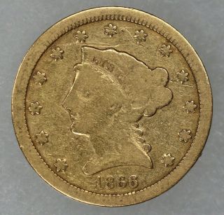 1866 S Liberty Head Quarter Eagle $2.  50 Vg Very Good (5722)