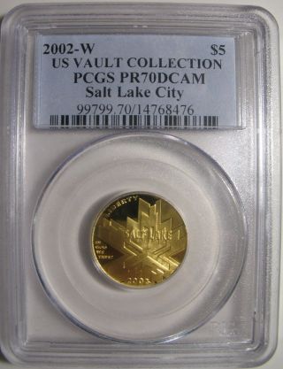 2002 - W Salt Lake City Olympics $5 Gold Commemorative Pcgs Pr70dcam – 5 Days