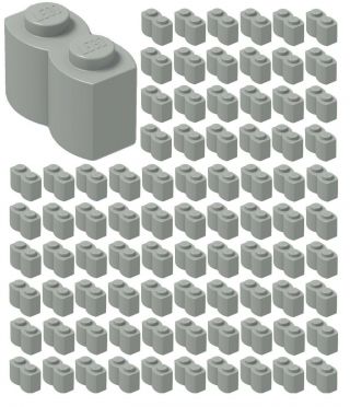 ☀️100x Lego 1x2 Light Bluish Gray Modified Log Bricks 30136 Bulk Parts