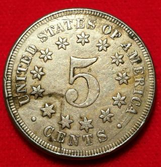 1867 US American Shield Nickel 5c Five Cent several Errors Large Cud Die Break 2