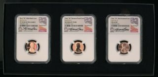 3 Coin Set: 2019 W Lincoln Cent Ngc Pf70 Ucam Pf70 Reverse,  Ms69 Lyndall Bass