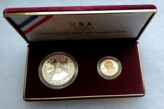 1988 United States Olympics 2 Coin Proof Set $5 Gold $1 Silver Coin