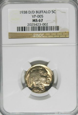 1938 D/d Buffalo Nickel Ngc Ms 67