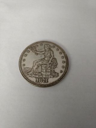 1874 Cc Silver Trade Dollar
