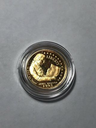 Us 1993 - W Bill Of Rights $5 Gold Proof Coin Ships In Us Ogp &