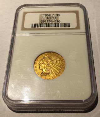1909 - D $5 Gold Half Eagle