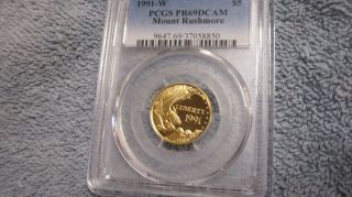 1991 - W Mount Rushmore Commemorative $5 Gold Pr69dcam Pcgs