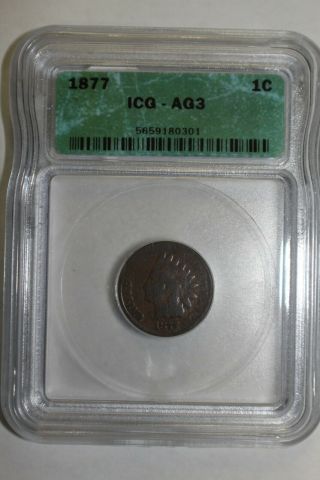 1877 Indian Head Cent ICG AG3 Key Date 3