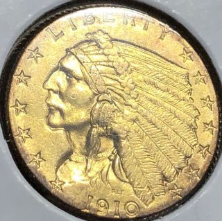 1910 $2.  5 Gold Indian Bu,  Best Ever Unheard Of This - Look - Quarter Eagle