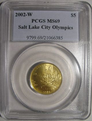 2002 - W Salt Lake City Olympics $5 Gold Commemorative Pcgs Ms69